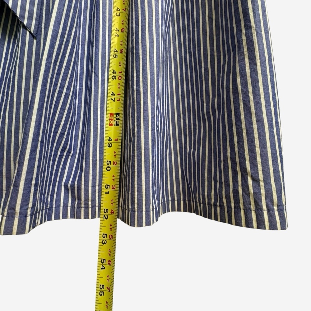 J Crew Cotton Poplin Tiered Maxi Dress Size 0 Striped Blue White Tie Waist - Picture 10 of 13